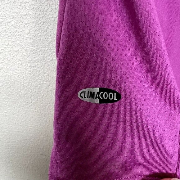 Adidas Pink Climacool Short Sleeve Athletic Golf Quarter Zip Collarless Polo - Picture 5 of 9